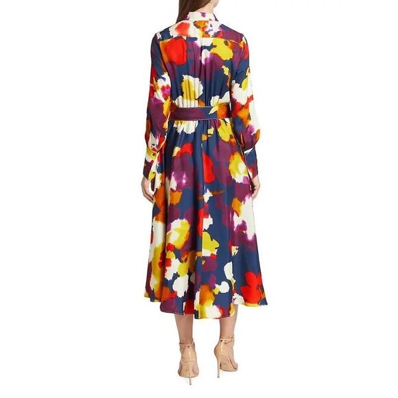NWT SARA ROKA Shelby Floral A-Line Midi-Dress IT 38 / US 2 $1340 - Picture 3 of 12